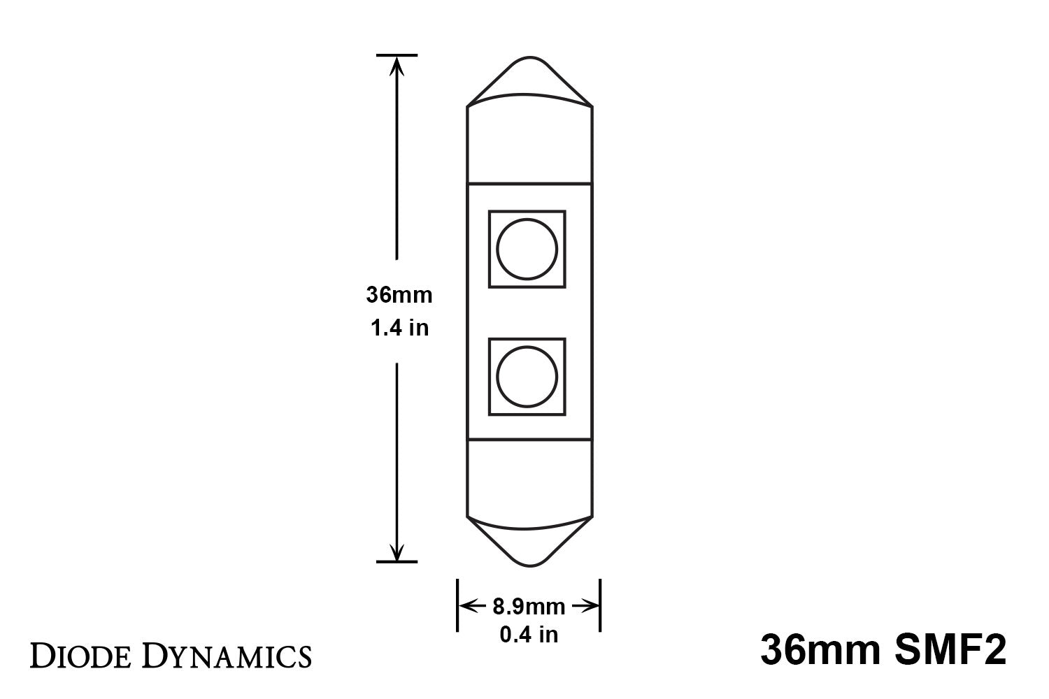 36mm SMF2 LED Bulb Warm White Pair Diode Dynamics