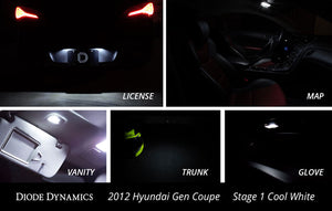 2010-2016 Hyundai Genesis Coupe Interior Kit Stage 1 Cool White Diode Dynamics