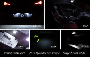 2010-2016 Hyundai Genesis Coupe Interior Kit Stage 1 Cool White Diode Dynamics