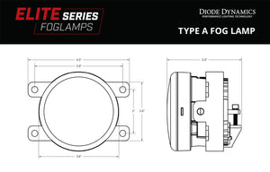 Elite Series Fog Lamps for 2013-2017 Subaru BRZ Pair Yellow 3000K Diode Dynamics