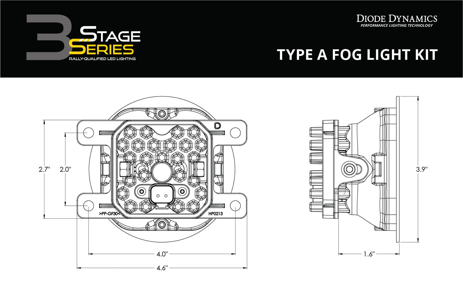 SS3 LED Fog Light Kit for 2016-2021 Honda Civic, Yellow SAE Fog Pro