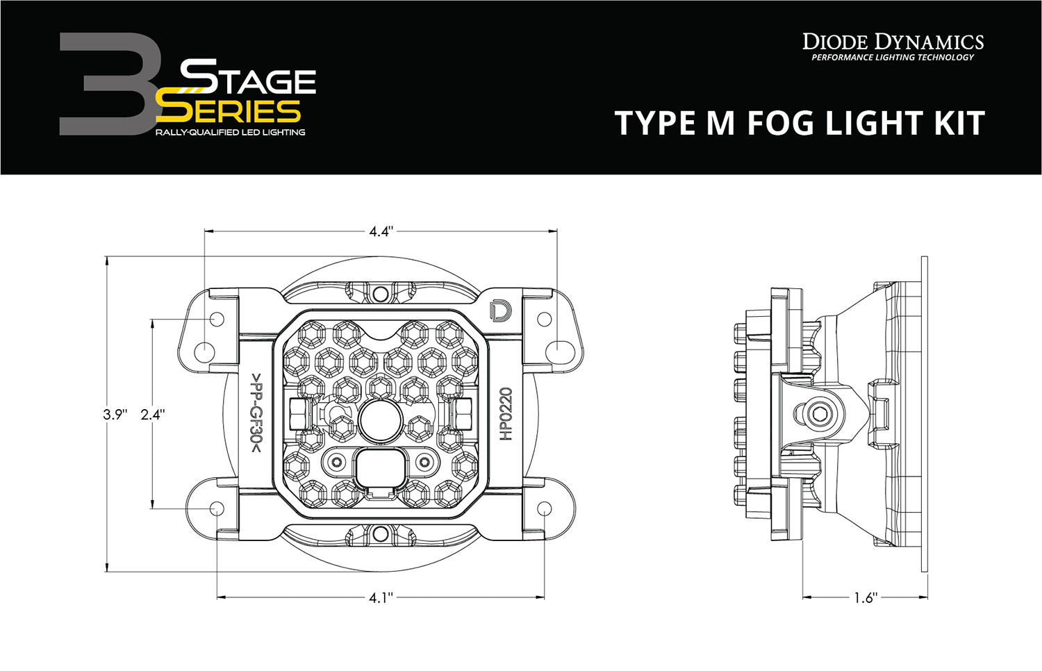 Worklight SS3 Sport Type M Kit White SAE Fog Diode Dynamics