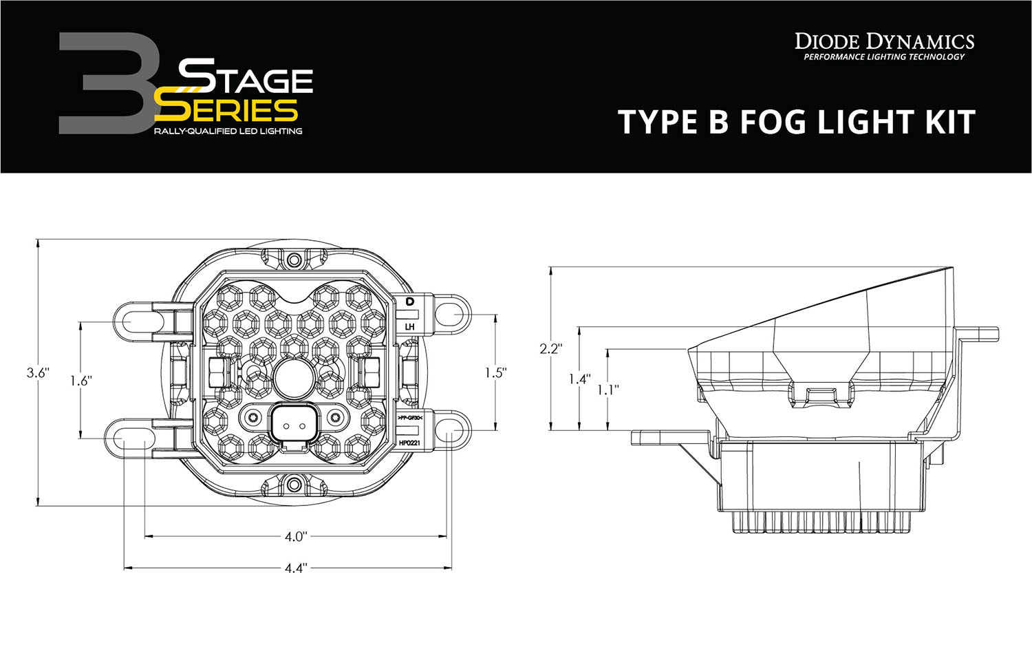 SS3 LED Fog Light Kit for 2012-2016 Toyota Prius C Yellow SAE Fog Pro w/ Backlight Diode Dynamics