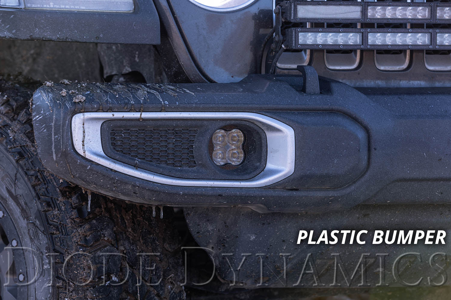 SS3 LED Fog Light Kit for 2020-2021 Jeep Gladiator Yellow SAE Fog Sport w/ Backlight Type M Bracket Kit Diode Dynamics