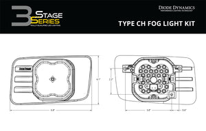SS3 LED Fog Light Kit for 2015-2020 GMC Yukon, Yellow SAE Fog Pro Diode Dynamics
